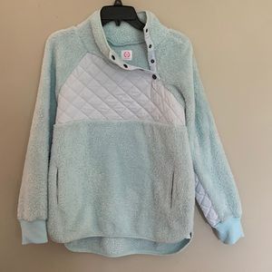 Wanna B aqua Sherpa pullover